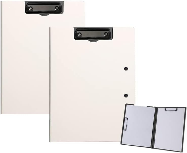 2 Pcs Folding Clipboard,Clipboard Foldable 9x12.5 inch Waterproof File Folder Clip Boards,A4 or A3 Size File Cover Folder Writing Clipboards with Two Metal Clip,Support Horizontal and Vertical (Black)