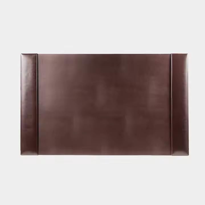 Luxury Bonded Leather Desk Blotter for Writing with Raised Side Rails, 30 x 18, Brown