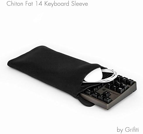 GRIFITI Chiton Fat 14 7" x 14" Neoprene Keyboard Sleeve Cover For 14 Inch Tenkeyless Mechanical & Standard 10keyless Keyboards Portable Case - Extra Pocket for Cable, Computer Mouse or Gaming Trackpad
