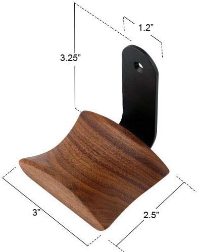 KiaoTime Headphone Hanger Holder - Walnut Wood Headset Stand, Universal Fit (Under-Desk Mount)