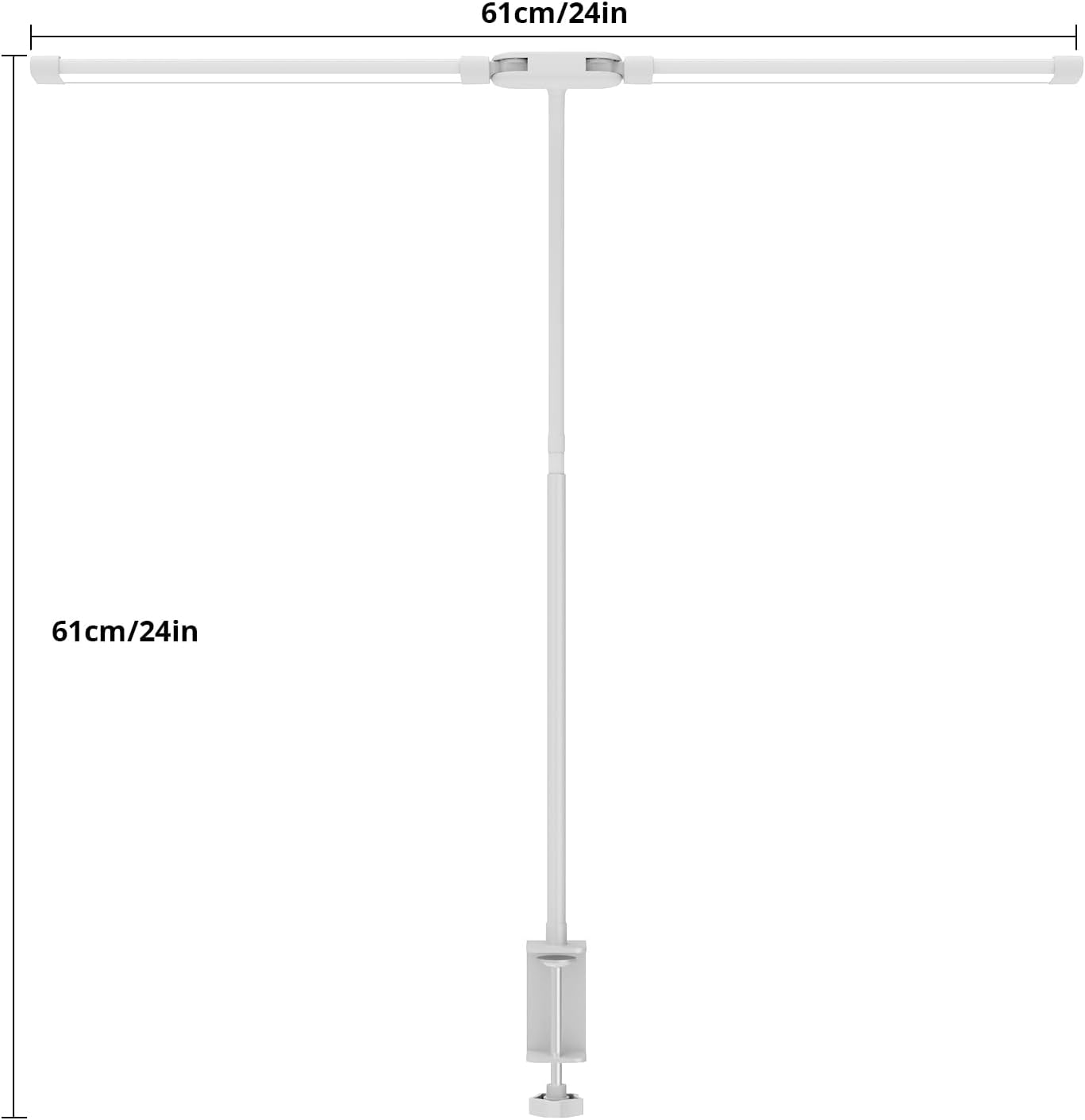 Woputne Desk Lamp with Clamp, with 5V 2A Adapter, LED Desk Lamp with Dual Head, 50 Light Modes, Computer Monitor Flexible Neck Lamp, Eye Protection Desk Lamps for Study, Office, Crafts, Draw(White)