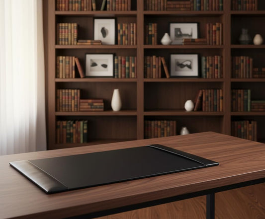 DACASSO Bonded Leather Desk Pad with Side Rails - Luxury Leather Desk Blotter for Writing (30 x 18, Brown)