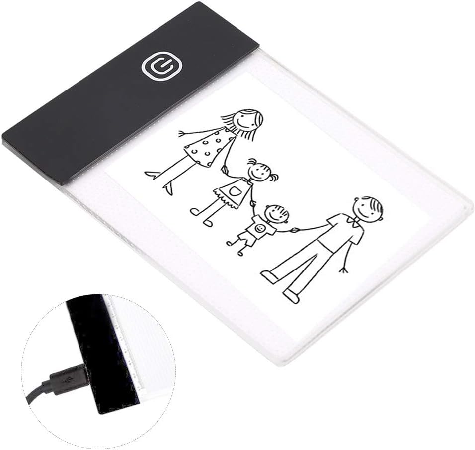 Simlug A6 Light Pad, LED Light Board, Non-Slip Backing, Bright, USB Cable, White, Plastic, Battery Powered, Art, Craft, Animation, Calligraphy, Painting