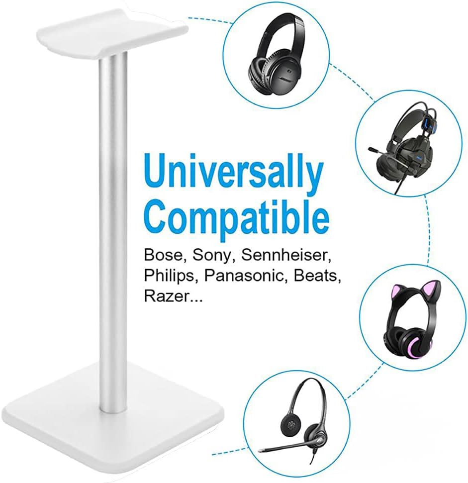 Headphone Stand, Universal Aluminum Metal Holder for AirPods Max, HyperX Cloud II, Xbox One, Turtle Beach, Sennheiser, Sony, Bose, Beats PC Gaming Headset Display & Bluetooth Headphones (Black)