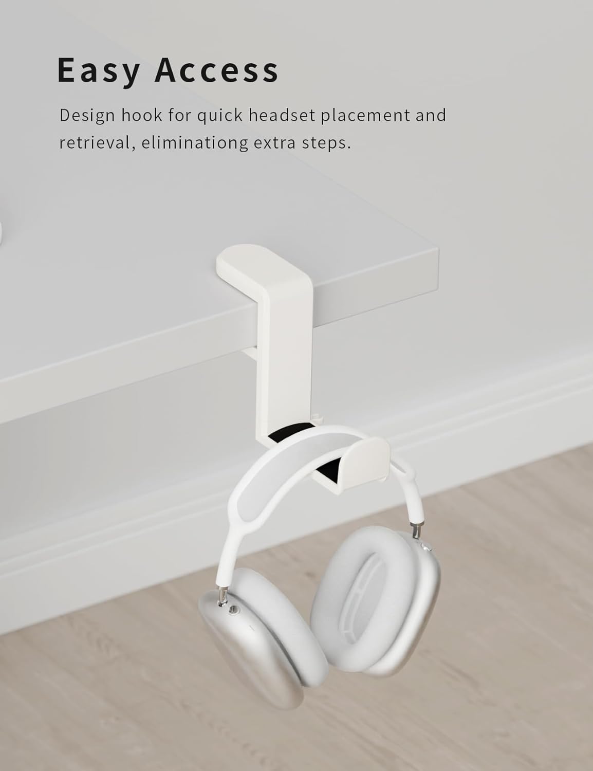 Headphone Hook - Under Desk Headphone Holder with 360-Degree Adjustable Rotation, Black