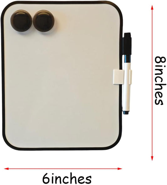 Small Dry Erase Board,Fridge Whiteboard,6" X 8" with Dry Erase Markers Magnetic and 2 Magnets,Mini Whiteboard for Office Door,School Lockers(White)