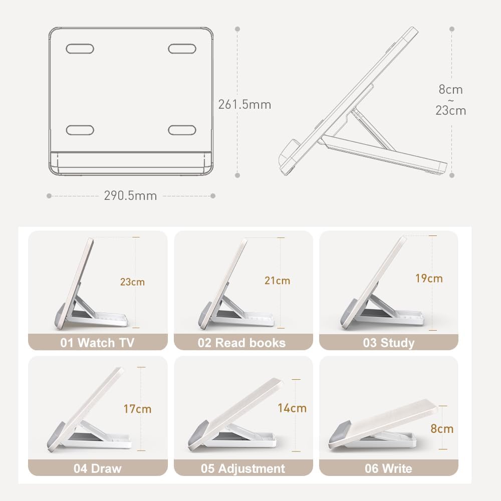 Chapter Seven Tablet Holder Wood Stand,Wooden Laptop Tablet Multi-Function Stand - Adjustable Height Portable Computer Drawing Writing Board Holder, for iPad Pro 12.9/11,Air,Mini and More