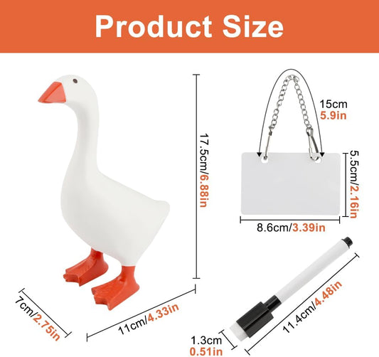 Magnetic Desktop Goose Organizer Set,7 inch Desk Decor with Acrylic Memo Board, Includes Marker Chain and Stickers, Key Holder for Office and Home Workspace