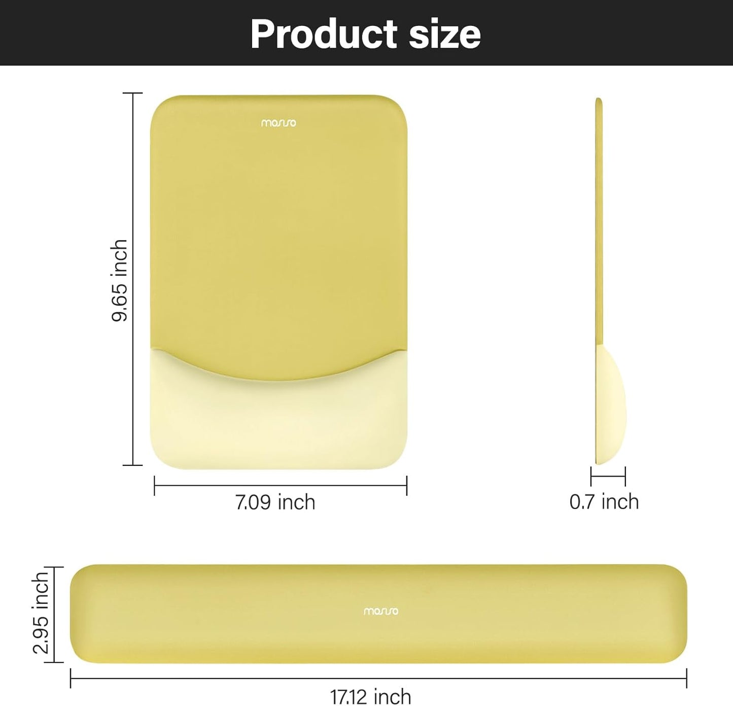 MOSISO Wrist Rest Support for Mouse Pad&Keyboard Set, Rectangular Ergonomic Mousepad Non-Slip Base Home/Office Pain Relief&Easy Typing Pad with Neoprene Cloth&Raised Silicone Lining, Green