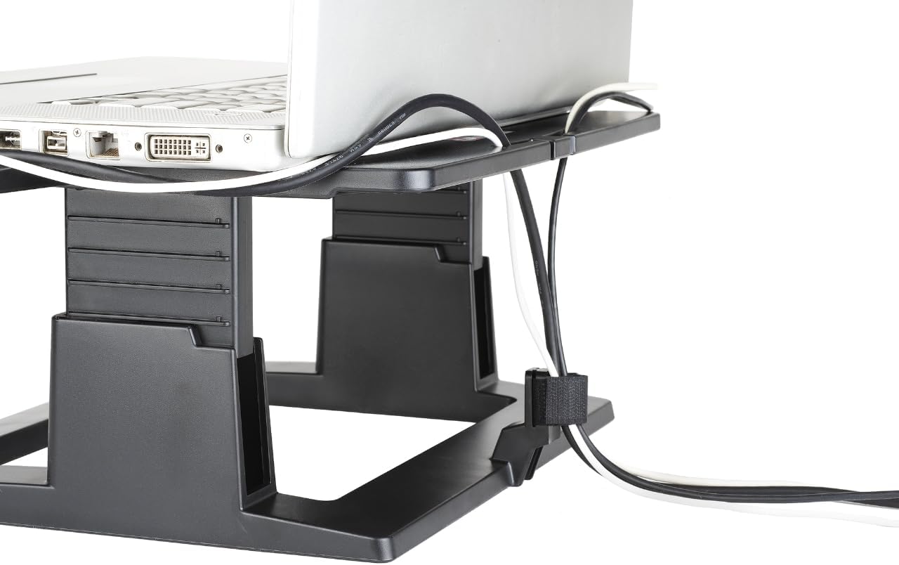 3M Adjustable Laptop Stand, Raise Screen Height to Reduce Neck Strain, 3" Height Adjustment, Large Platform for Docking Station, Non-Skid Base Keeps Laptop Secure, Cable Management, Black (LX500)