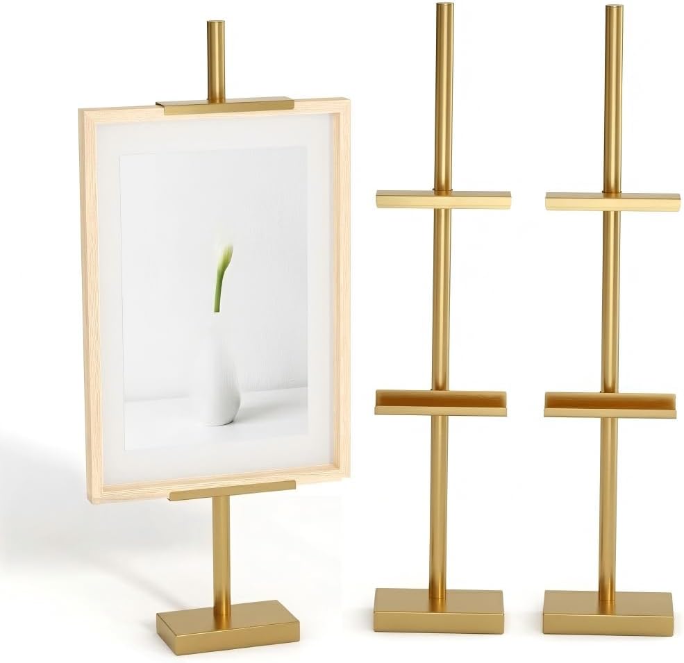 Adjustable Tabletop Easel Stand, Picture Easels for Display Up to 29" H, Metal Picture Frame Holder Stand Table for Art, Photo (Gold)