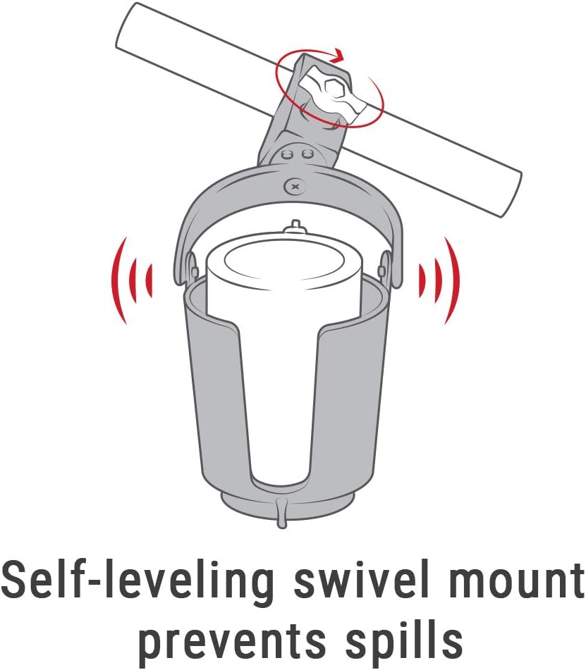 RAM Mounts Tough-Claw Mount Cup Holder, Level Cup 16oz Self-Leveling Drink Holder with B Size 1" Ball, Handlebar & Rail Clamp RAM-B-132-400U