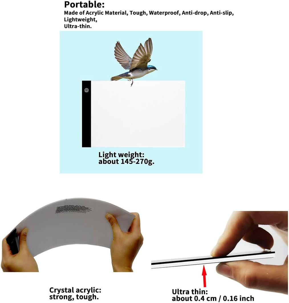 Generic Small Light Box for Tracing, Drawing, Painting, Diamond Art, Weeding Vinyl, LED Tracer Pads, Artists Light Boxes, Bright Drafting Lightpad, Lightboard, Tablet