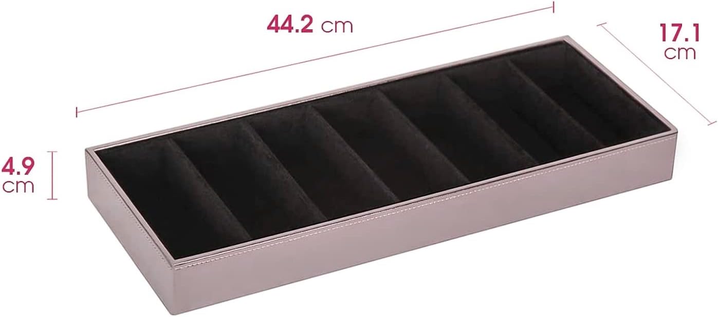 J JACKCUBE DESIGN 7 Slot Sunglasses Organizer, Leather Eyeglass Storage Tray Box for Table, Desk, or Drawer - MK378