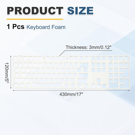 PATIKIL 5 x 17 Inch Keyboard Foam, 104/108 Layout Keyboard Sound Dampening Foam Pad Gasket Switches Dampener for Mechanical Key Boards, White