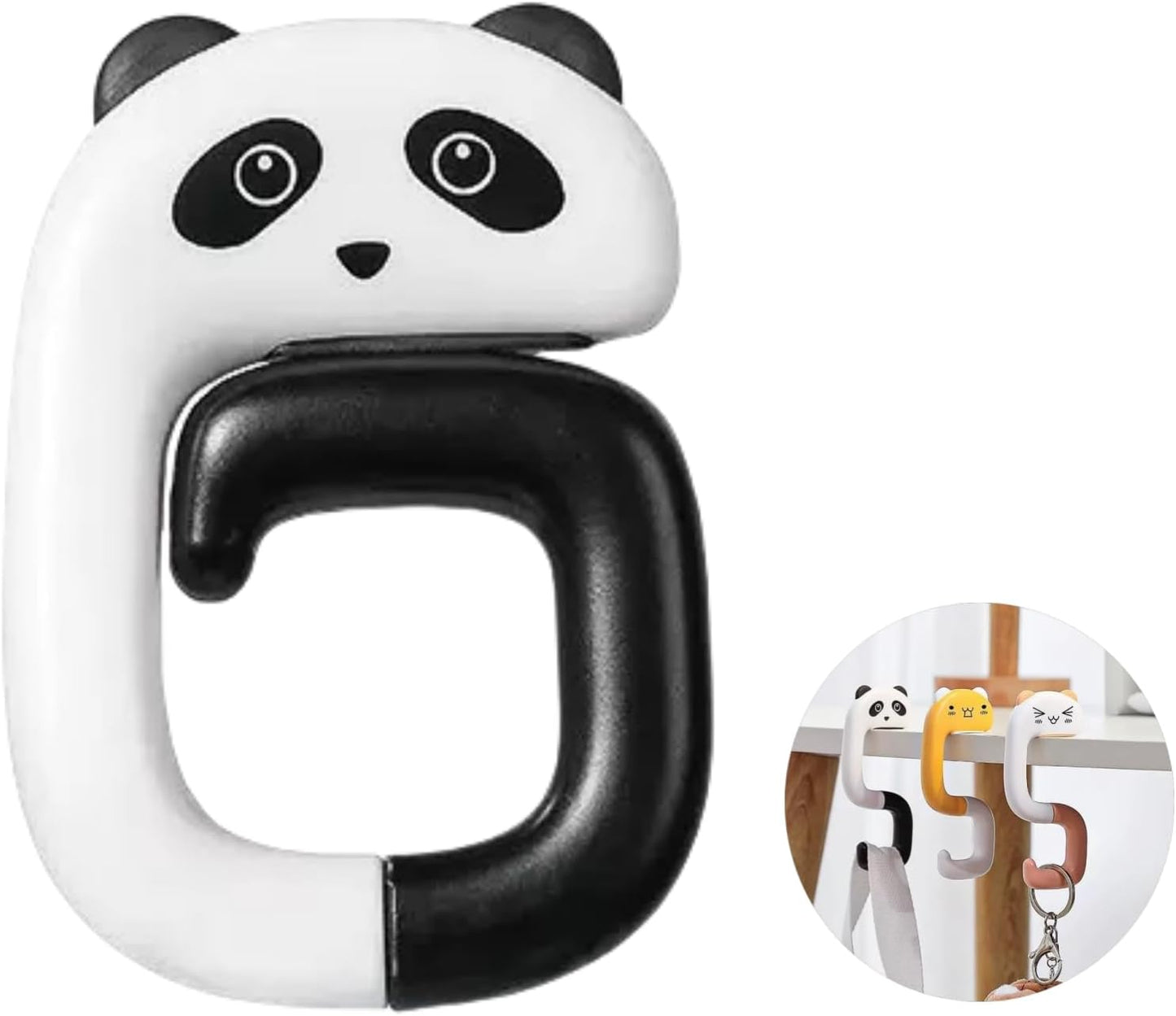 Panda Handbag Hook Hanger, Portable Folding Table Hook for Desk, Under Table Bar, Purse Holder Handbag Accessory, Handbag Hangers (2.95x1.96 inches)