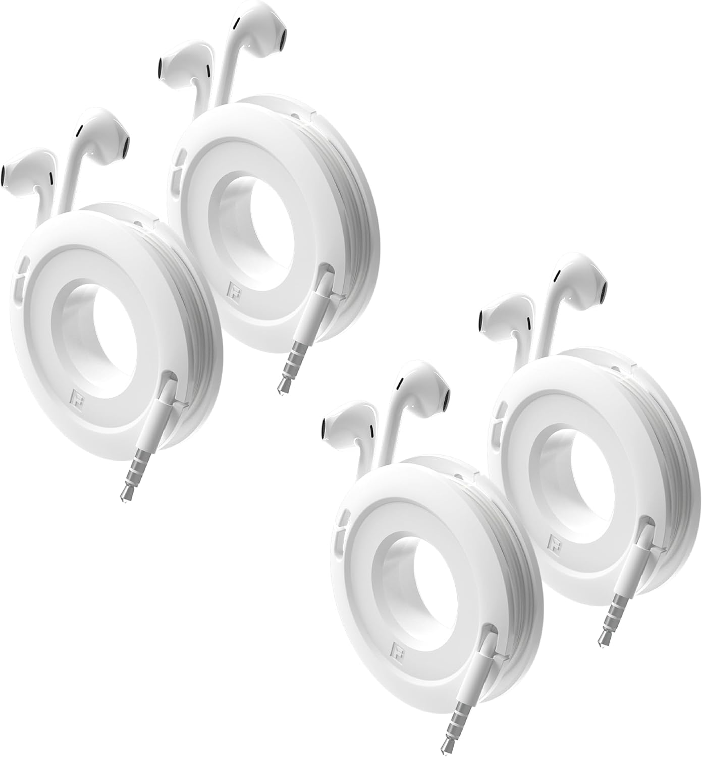 Side Winder Mini and Max Headphone, Earbud and Charging Cable Winder and Organizer Perfect for Wrapping Earbuds and Cords for Travel and Organization 4-Pack (White, Max)