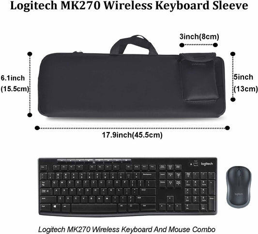 Wireless Keyboard Mouse Sleeve Travel Case Neoprene Shockproof Protective Keyboard Case for Logitech MK270 Wireless Keyboard And Mouse Combo (Black)