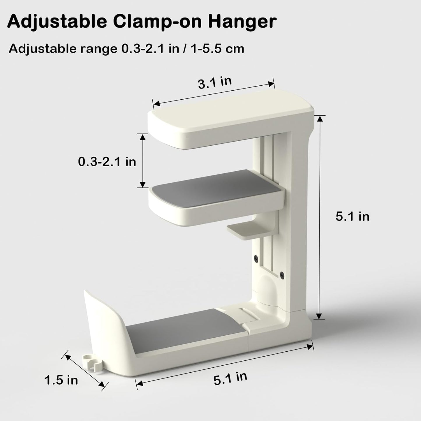 Headphone Hook - Adjustable Clamp-on Headphone Holder, Under Desk Gaming Headset Holder Mount Hook with Rotating Clamp (Black)