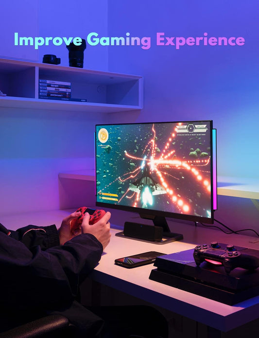Under Monitor RGB Light Bar, LED Light for Desk Gaming Setup, USB Powered Keyboard Light, 12 Inch 5V, 353 Color Change Modes, Wireless Remote, LED Ambient Lights for Room Decor, Desk Setup, PC