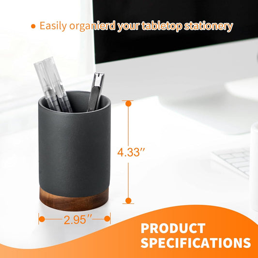 Pen Holder for Desk, Ceramic Pencil Organizer & Makeup Brush Holder, Office Decor and Desk Accessories,Perfect Office Organization,Teacher Supplies (White, Set / 1)
