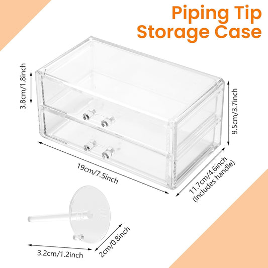 Acrylic Makeup Organizer 2 Drawer Transparent Makeup Storage Box with DIY Flower Nails Tips Jewelry Cosmetic Organizer Dustproof Drawer for Bedroom, Bathroom, Countertop Dresser 7.5 x 4.72 x 3.9 Inch