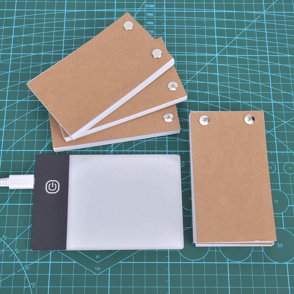 A6 Flip Book Kit with Tracing Light Pad, LED Lightbox Painting Light Pad for Making Animation Flipbooks with Binding Screws