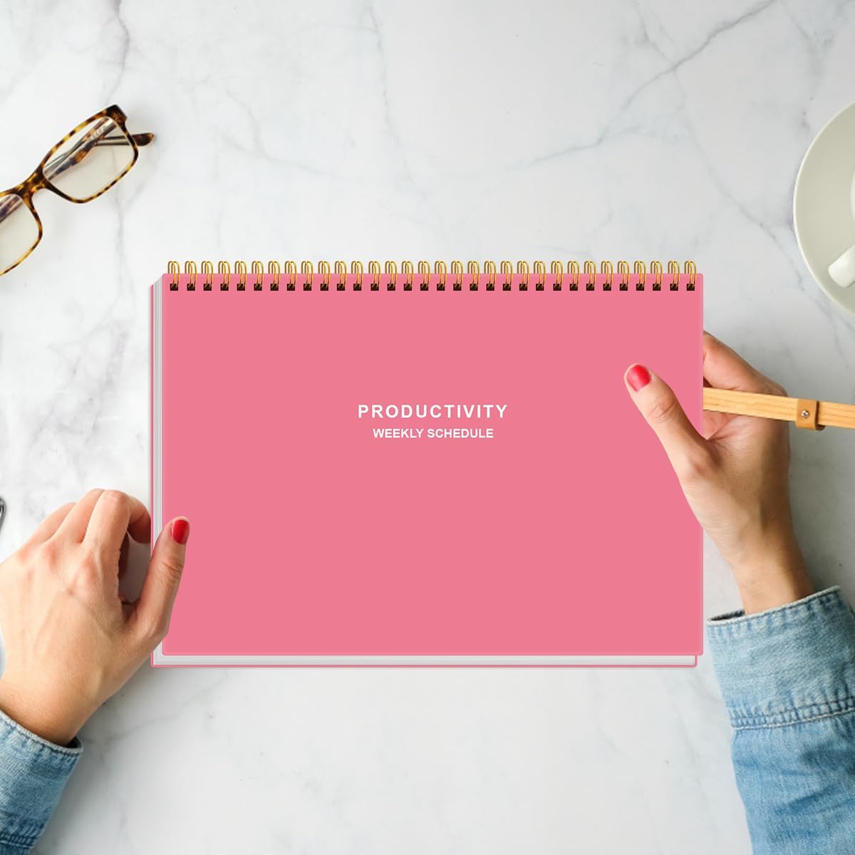 Weekly Productivity Planner - 8" x 11" Dashboard Desk Pad/Planner, Habit Tracker, Spiral Undated Weekly Planner for Office/School/Home, 54 Weeks, Black
