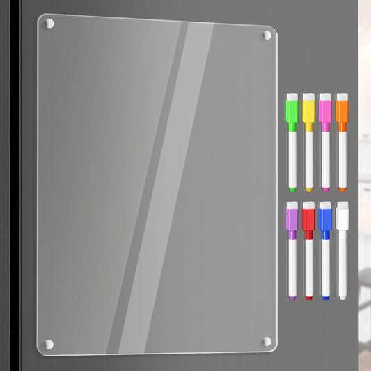 Acrylic Meal Planner Magnetic Menu Board for Kitchen Fridge w/Markers, Clear Weekly Calendar Planning Board Noteboard Refrigerator Dry Erase Board to Do/Grocery/Shopping List/Chore Chart, 12.8x9’’