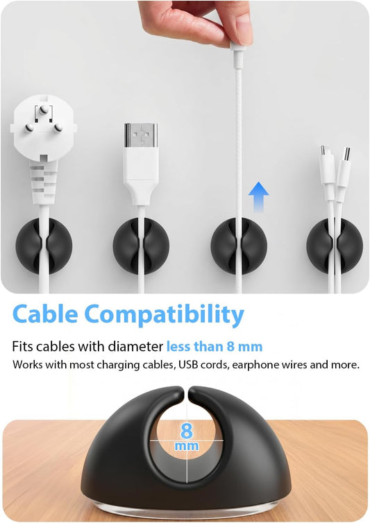 Shintop Cable Clips, 6 Pack White Cord Holder Cable Management Wire Organizer for Organizing Desk Nightstand Car Phone Charger