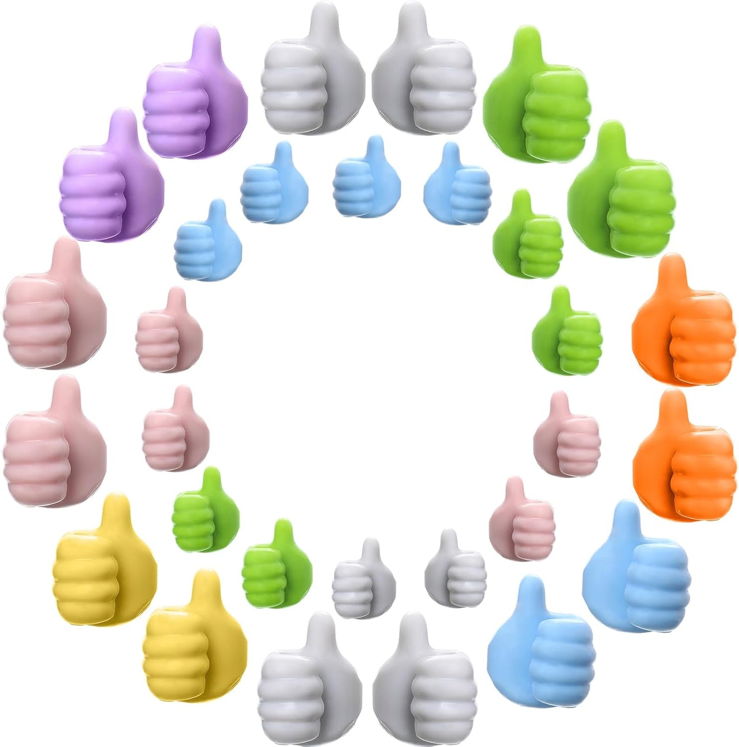 16Pcs Creative Silicone Thumb Wall Hook - Multifunction Adhesive Cable Clip ,Self Adhesive Thumb Cable Organizer Clips Key Hanger