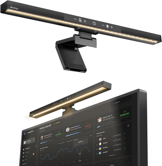 Monitor Light Bar, Computer Monitor Lamp, Memory Stepless Dimming Touch Control Screen Light Bar, 5 Color Temperatures, USB Powered LED Reading Desk Lamps for Home/Office/Game