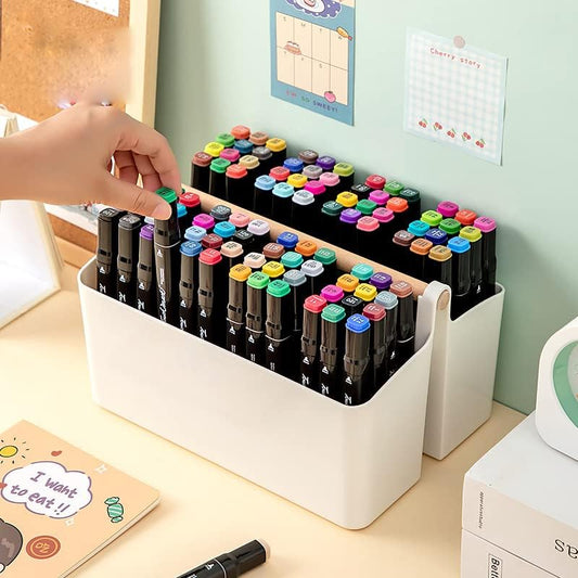 Art Caddy Organizer with Handle, Marker Organizer, Art Supply Storage Organizer with Adjustable Dividers, Portable Storage Bin for Craft Supplies Colored Pencils Makeups Tools Pen Holder for Desk