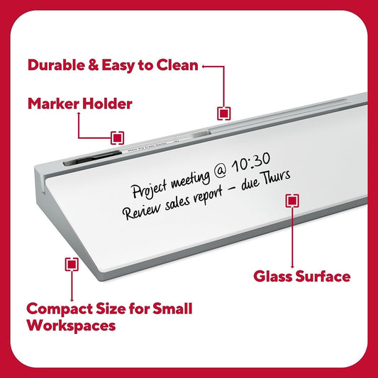 TRU RED™ Glass Desktop Dry-Erase Whiteboard
