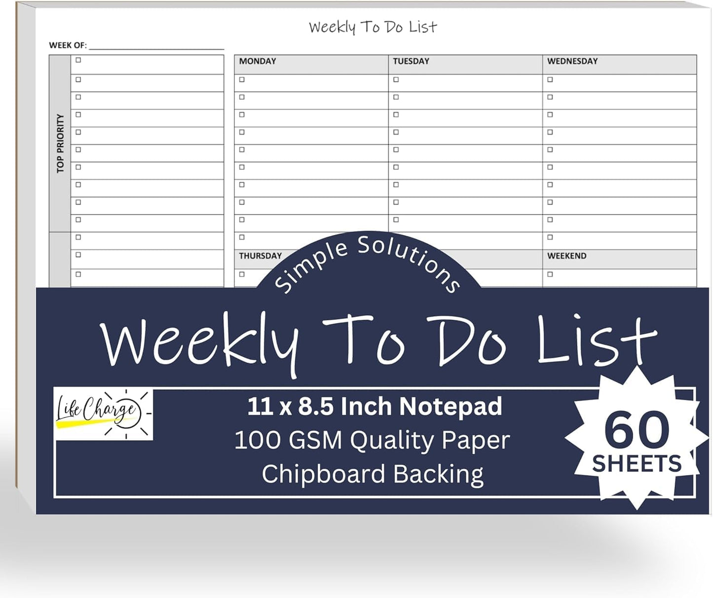 TO DO List Planner Notepad, 60 Page Planning Pad. Undated ToDo Checklist w/Priority & Note Sections. Organize & Track Projects, Clients or Daily Tasks. 8.5 X 11, A4 Tear Sheets.
