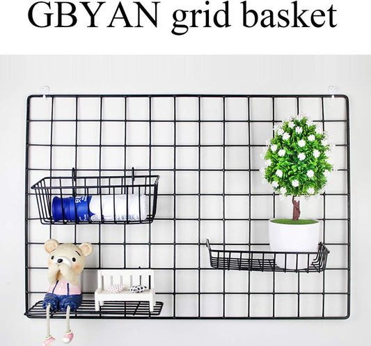 Wall Grid Accessories Wire Grid Baskets Shelf Organizer for Grid Panel Board, 2 Pack