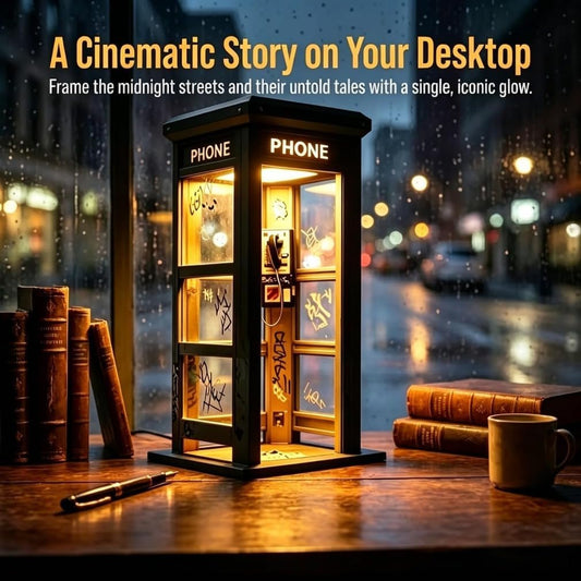 Vintage Phone Booth Ambient Lamp, Retro Tall Classic Design Warm LED Light, Phone Booth Lamp for Bedroom, Home Office, Study & Bar Decor (2)