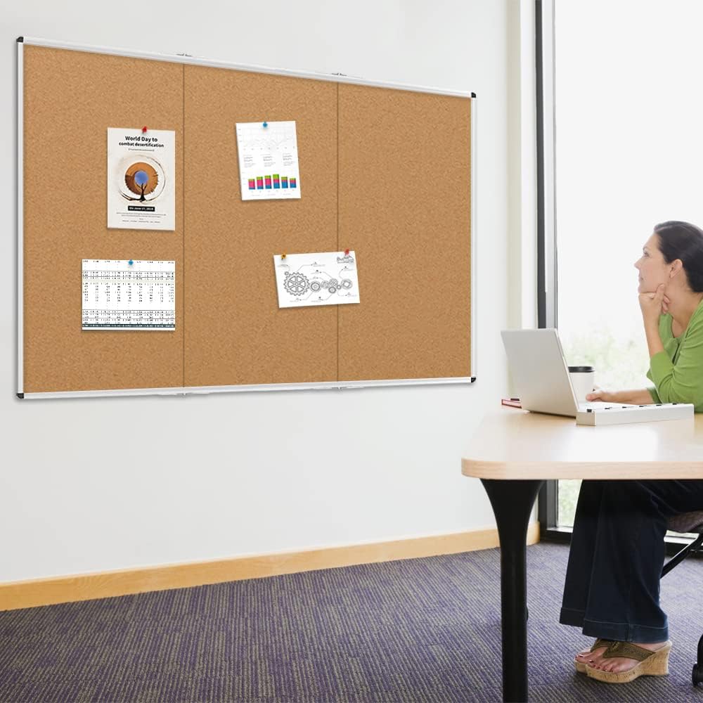 VIZ-PRO Cork Notice Board, 36 X 24 Inches, Silver Aluminium Frame