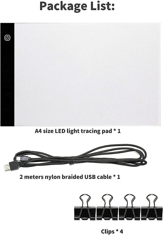 Portable A4 Tracing LED Board Light Box, Ultra-Thin Dimmable USB Cable Powered Artcraft Trace Light Pad Copy Boxes for Artists Tattoo Drawing, Sketching Tracer, Animation, X-ray