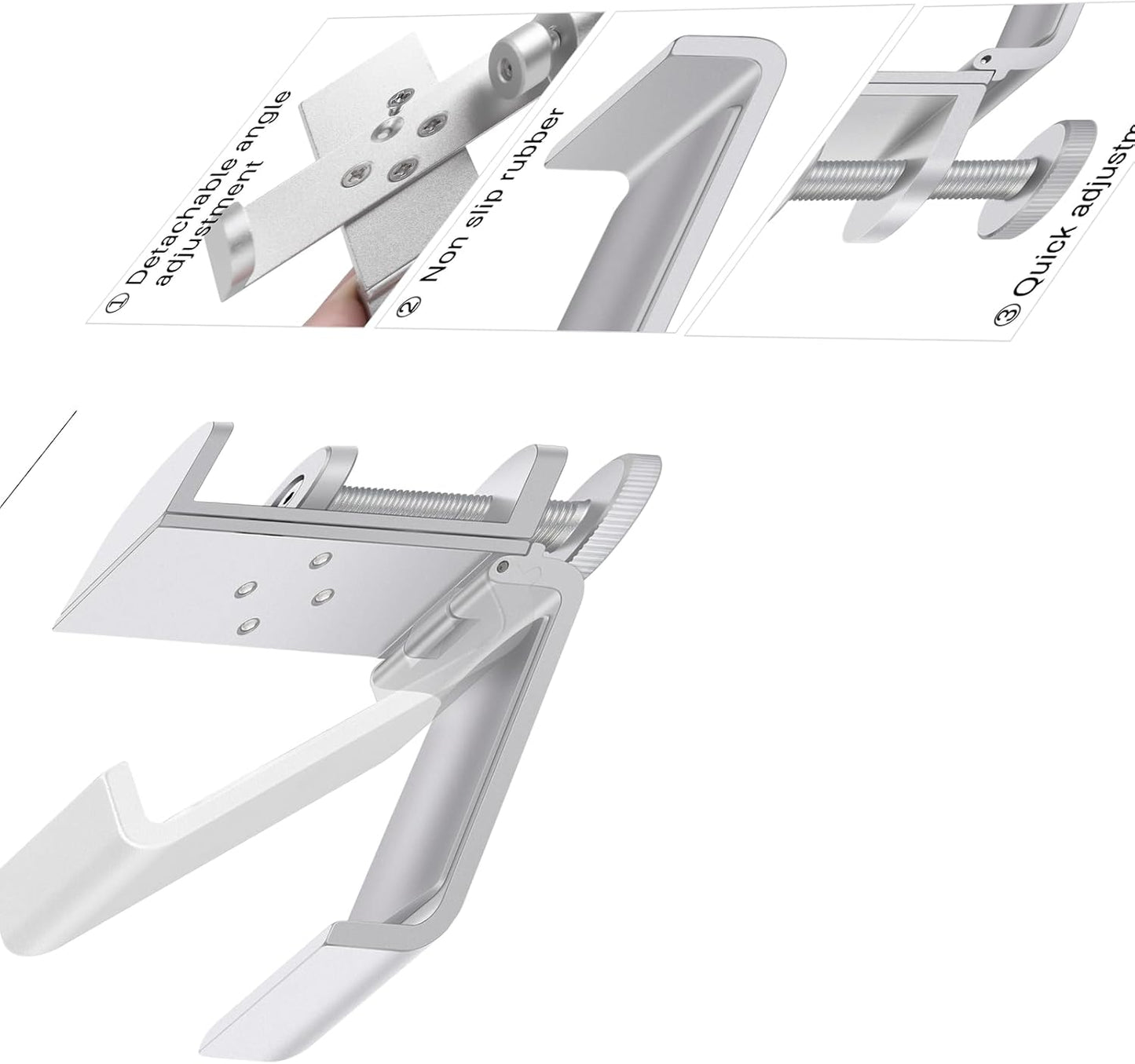 All Aluminum Foldable Headphone Holder for Desk, Headset Stand for Desk,Backpack Holder Hook for Desk,Table Bag Hook,Under Desk Clamp Hook for Gaming PC Accessories,Black