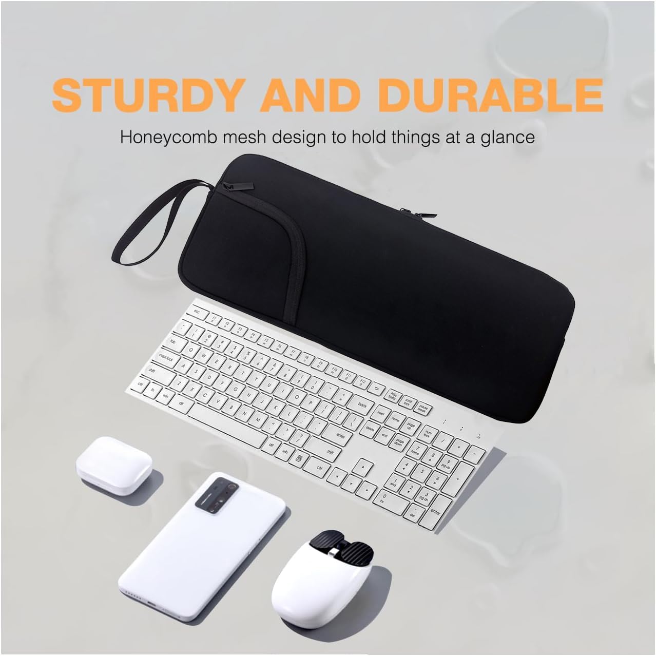 Wanty Neoprene Carry Case Sleeve Bag with Zipper Compatible with MX Keys Advanced Wireless Illuminated Keyboard/Craft Illuminated Wireless Keyboard