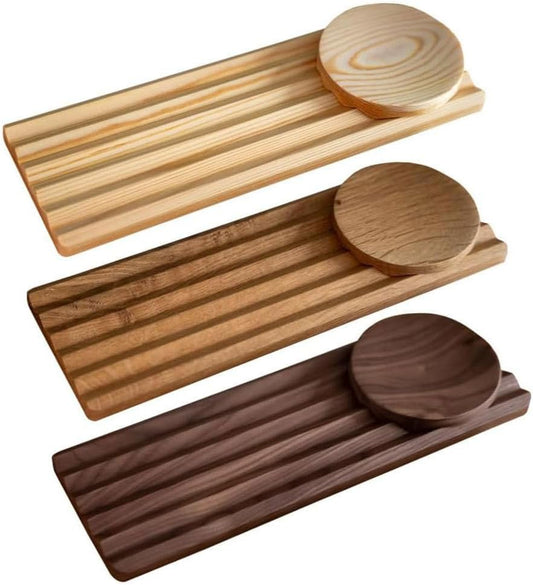 Pen Holder Wave Pen Tray Wooden Desk Organizer,Pencil Holder,Fountain Tray,Pencil Organizer for Desk (Walnut)