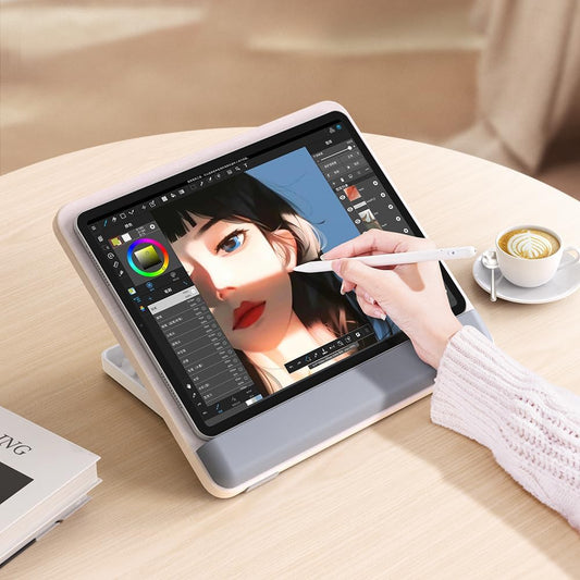 Chapter Seven Tablet Holder Wood Stand,Wooden Laptop Tablet Multi-Function Stand - Adjustable Height Portable Computer Drawing Writing Board Holder, for iPad Pro 12.9/11,Air,Mini and More