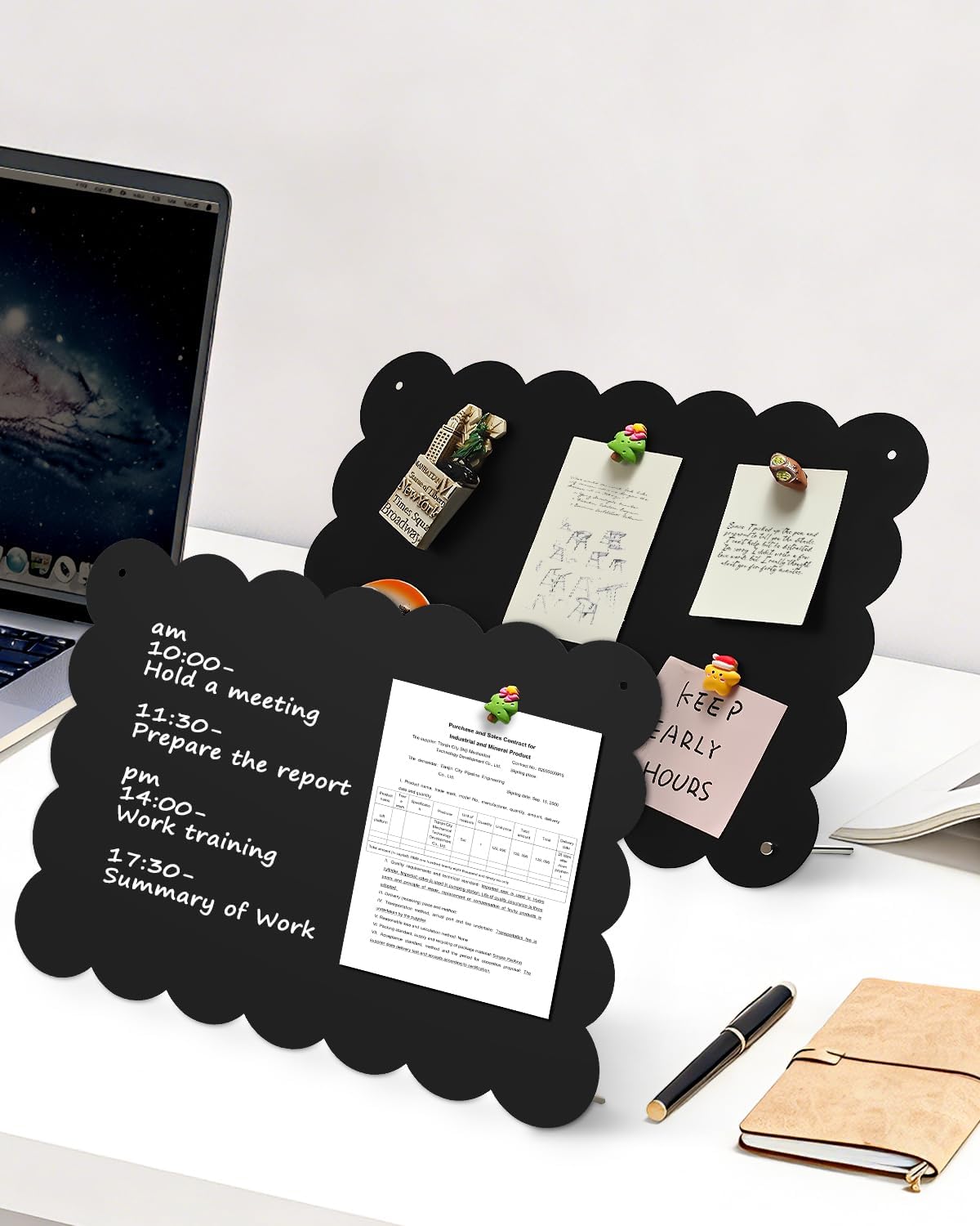 Magnet Board - Blcak, 10.2 x 14.2in, Magnetic Board for Desk and wall, Magnetic Display for Memos, Photos & Documents, Bulletin Board for Home Office School Kitchen Table Supplies(BK-HB2636-2P)