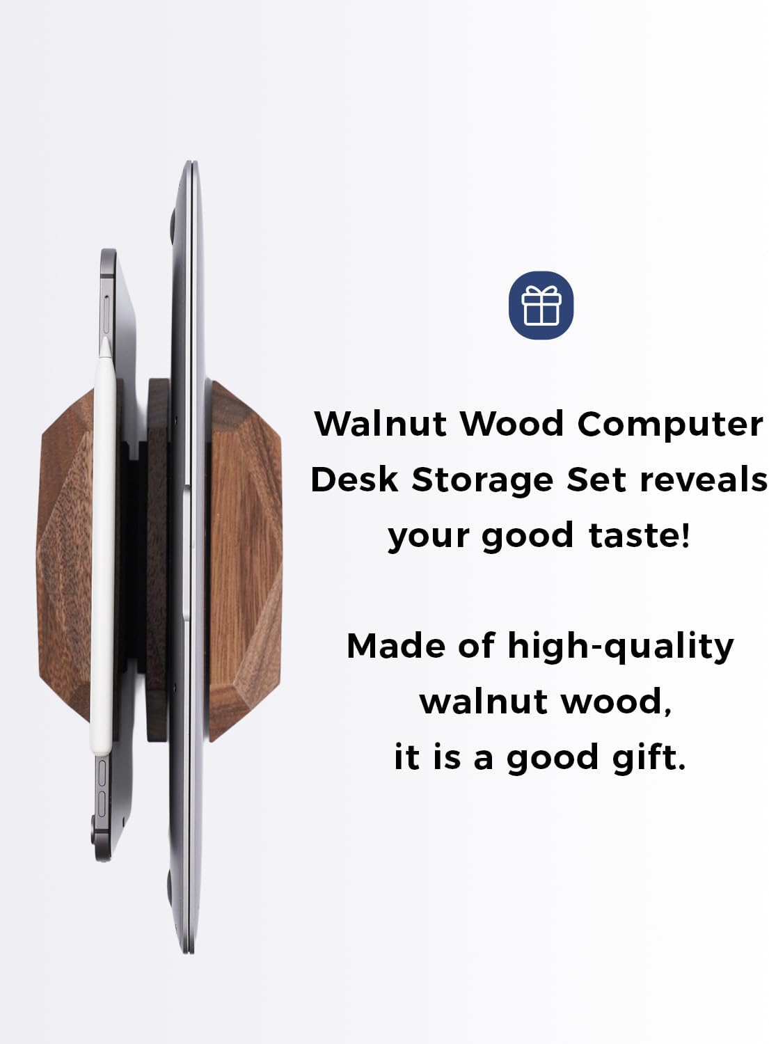Dual Laptop Holder Adjustable Vertical Laptop Stand, 2 Slots MacBook Stand Wood,Wooden Laptop Stand,Vertical Laptop Holder for Desk, Widen Dock Fits All MacBook/Surface pro