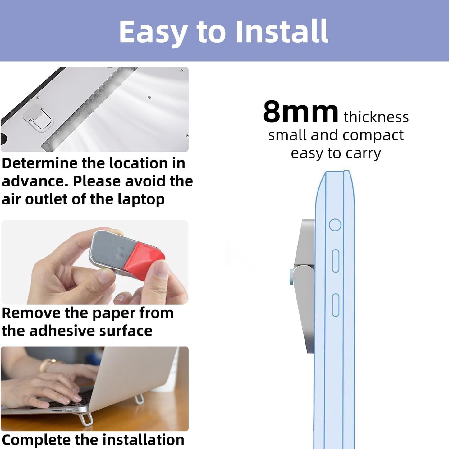 Portable Laptop Stand Zinc Alloy Anti-Slip Keyboard Riser Suitable for 10-17 Inches Laptops, Silver