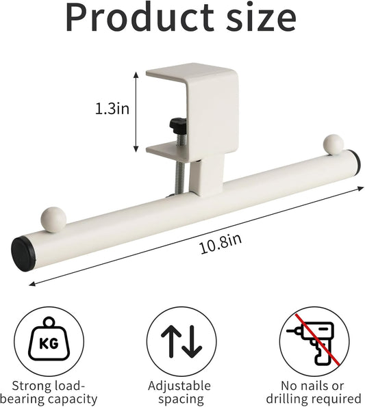 Plus tard Backpack Hanger for Table, Adjustable Clamp-On White Organizer for Office, Classroom, Dorm, Under Table Storage Stand Up Holder with Easy Installation