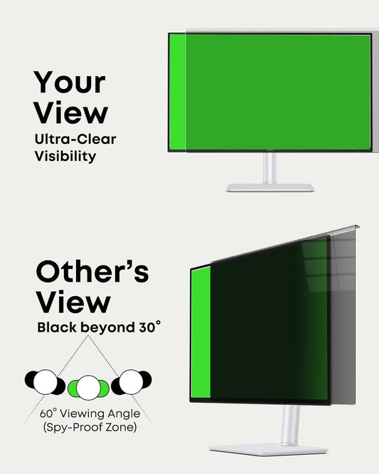 2-Pack Hanging Privacy Screen Protector for 23-24" Monitors, Removable & No Installation Required, ±30° Privacy Filter, Effectively Blocks High-Energy 460nm Blue Light – Dual Protection for Information Security & Eye Health (24"-16:9 (21.54"×12.60"))