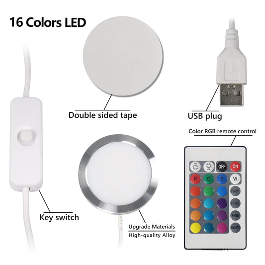Bulto 4Pcs LED Lamp Kit 001 16 Color for Bambu Lab 3D Printing, RGB Remote Control DIY LED Light Kit - Monitor Light Bar for Bambu Lab Makerworld/Anycubic/Makeronline, 5V USB Powered