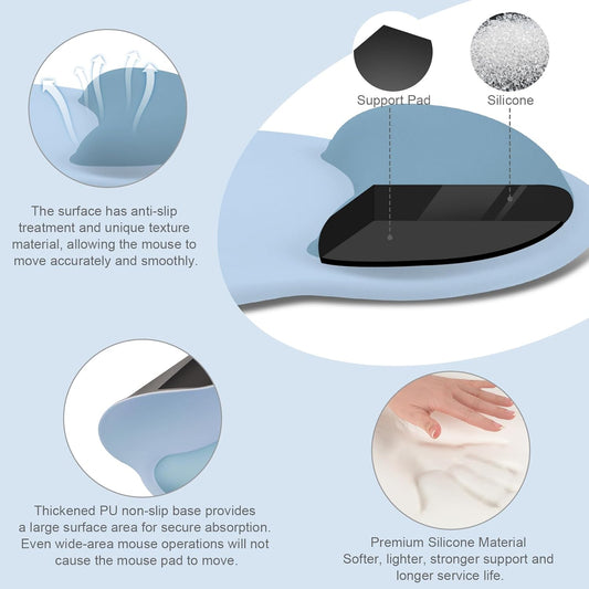 MOSISO Wrist Rest Support for Mouse Pad&Keyboard Set, Circle Curved Ergonomic Mousepad&Coaster Non-Slip Base Home/Office Pain Relief&Easy Typing Pad with Soft Cloth&Silicone Lining, Antique Green